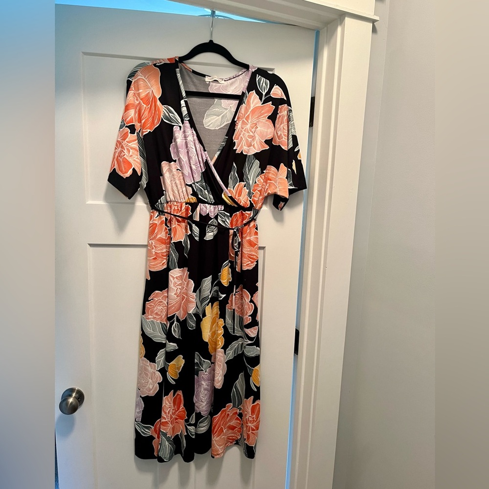 Lake flower Floral faux wrap dress